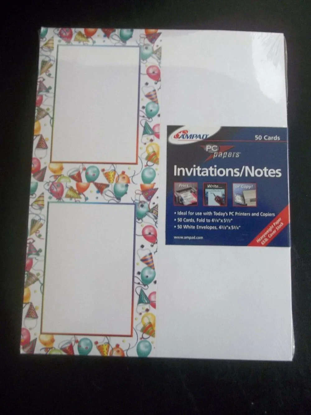 Ampad PC Paper Print Your Invitations/Notes 50 Cards Print, Write Or Copy